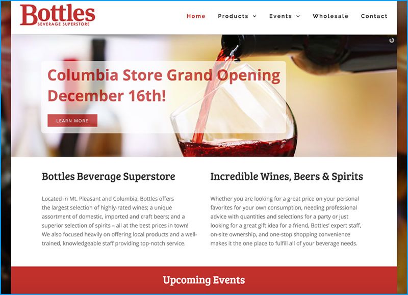Charleston Web Design for Bottles by DigitalCoast Marketing
