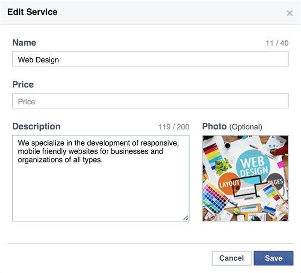 Facebook Services Setting